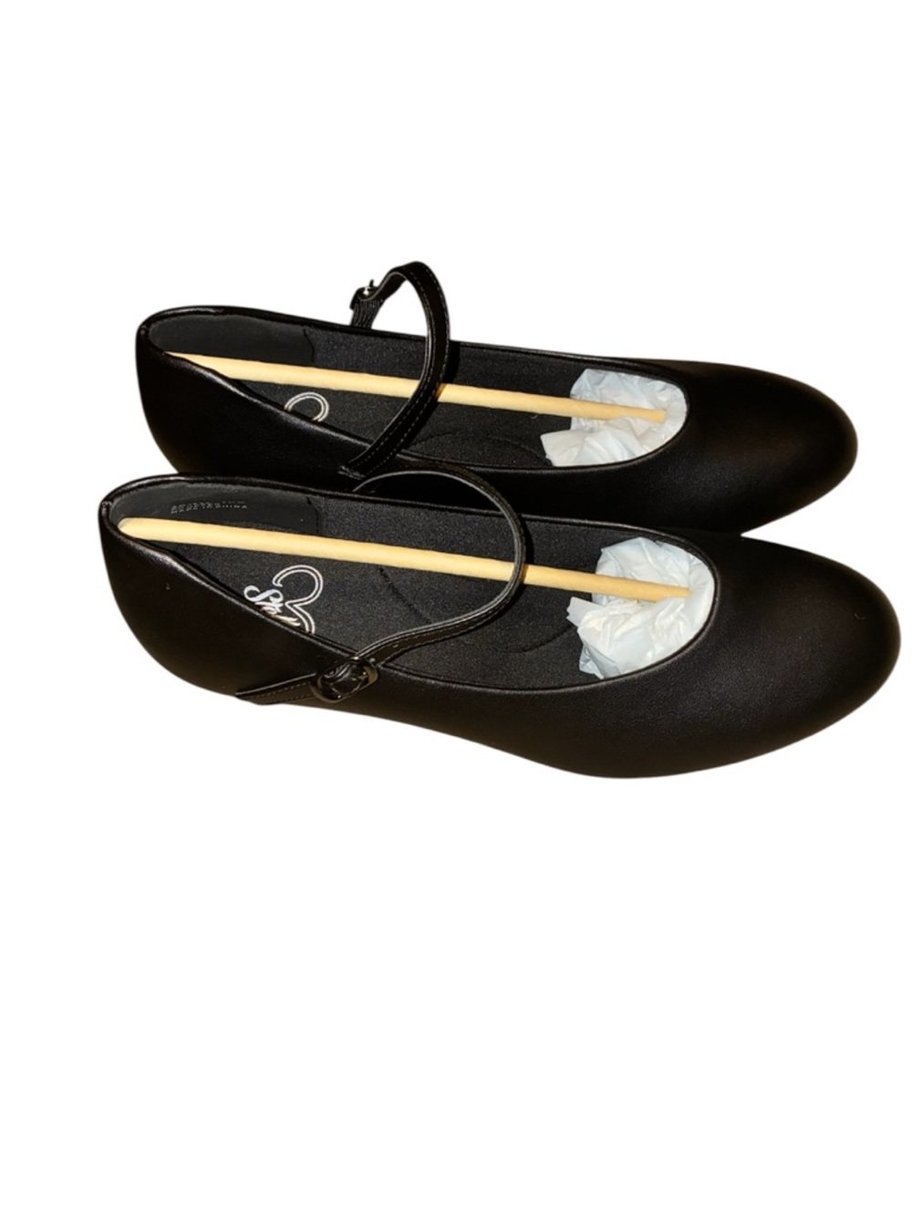 Stelle 1.5 Black Mary Jane Flats with Strap Size 9W - Picture 2 of 5